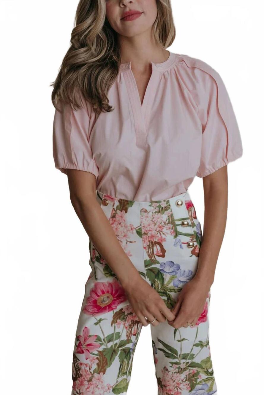 NEW LAROQUE henley top in blush pink